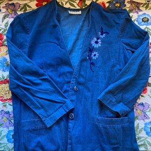 Embroidered Jean Cardigan